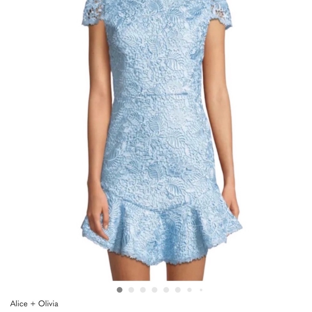 Alice + Olivia Rapunzel Lace Mini Dress Icy Blue  (light blue) NWT Size 10 - Picture 5 of 17